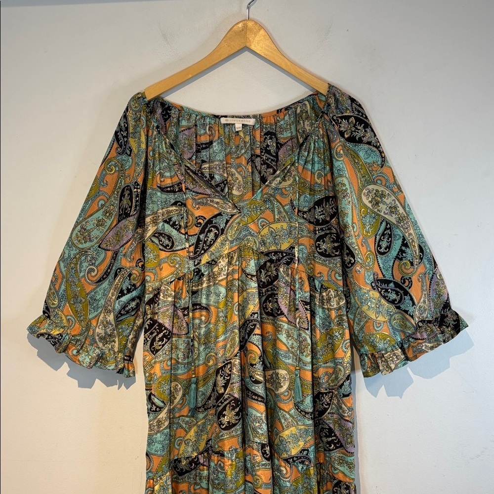 Lemonwood paisley print silk blend tiered maxi dress size S/M - Picture 12 of 15